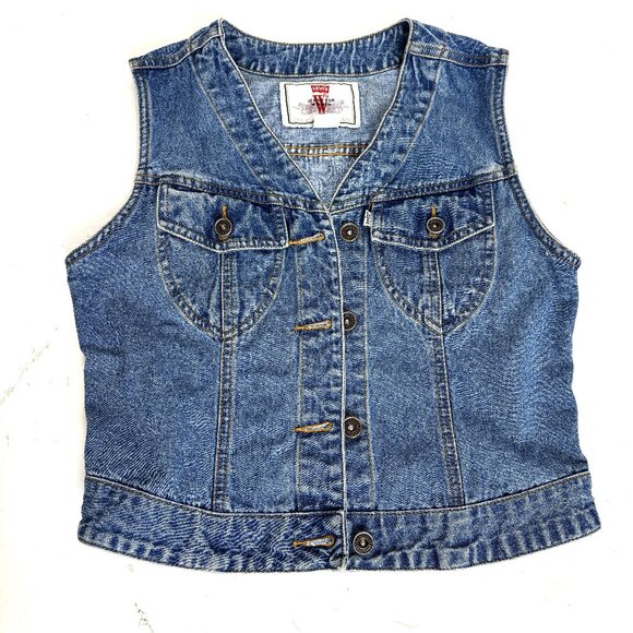 VTG Levi’s Jeans for Women Made in Hong Kong Jean Vest Size M EVC - Picture 1 of 12